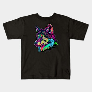 Neon Howl: Let Your Inner Wolf Shine Kids T-Shirt